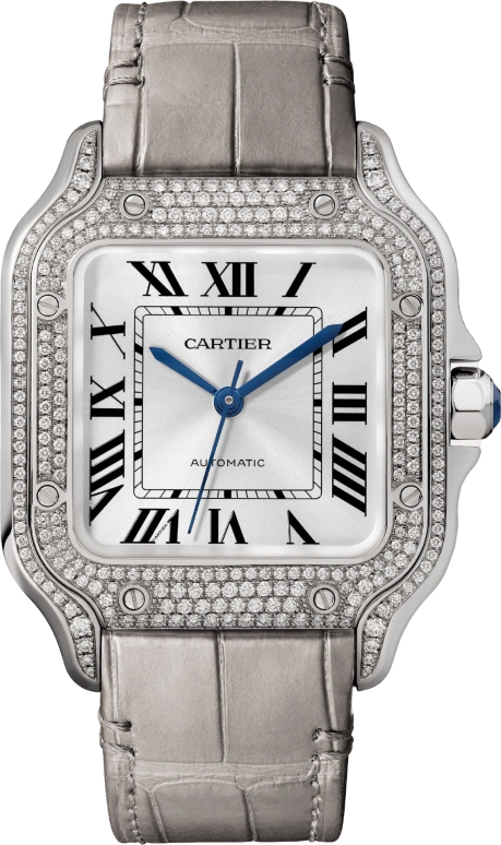 Cartier,Santos de Cartier 35.10mm,35.10mm,White Gold,Silver,Automatic,42hours,In-house Caliber,WJSA0014