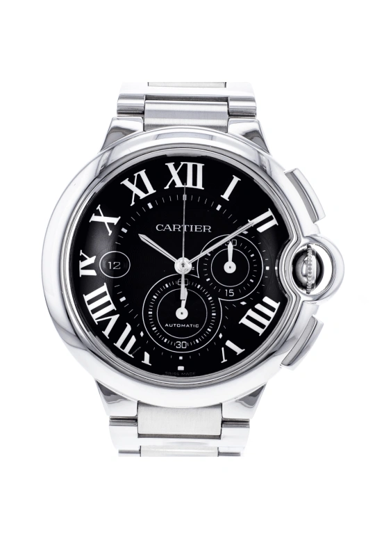 Cartier,Ballon Bleu de Cartier 44mm,44mm,Stainless Steel,Black,Automatic,Chronograph,Day,W6920077