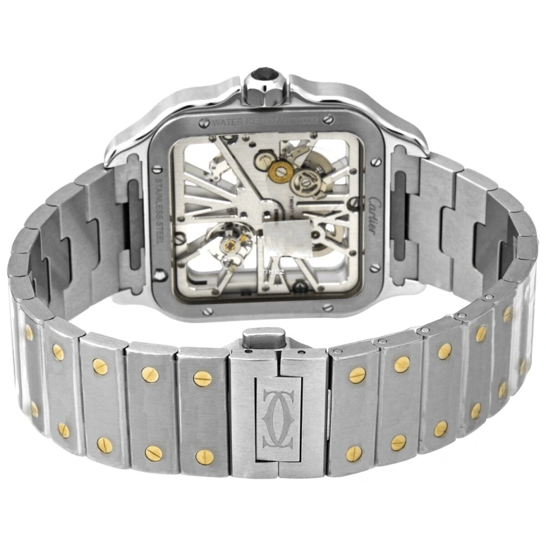 Cartier,Santos de Cartier 39.80x47.50mm,39.80x47.50mm,Stainless Steel,Skeleton,Handwound,72hours,In-house Caliber,WHSA0012