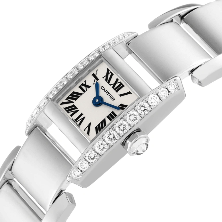 Cartier,Tank 20mm,20mm,White Gold,Silver,Quartz,Sapphire,Crystal Glass,Square,WE70069H