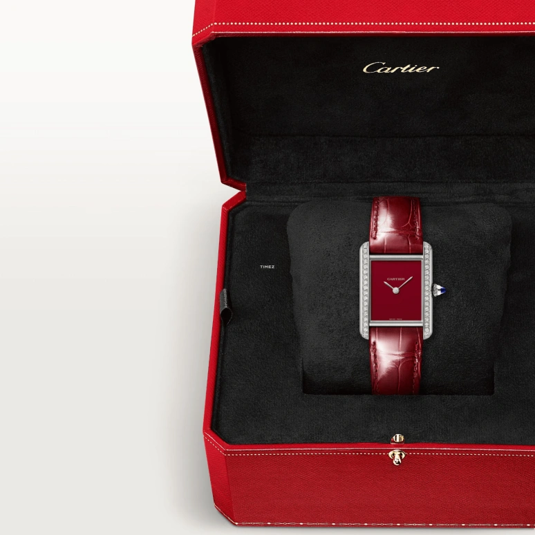 Cartier,Tank 27x22mm,27x22mm,Stainless Steel,Wine Red,Quartz,Sapphire,Crystal Glass,Rectangular,W4TA0022