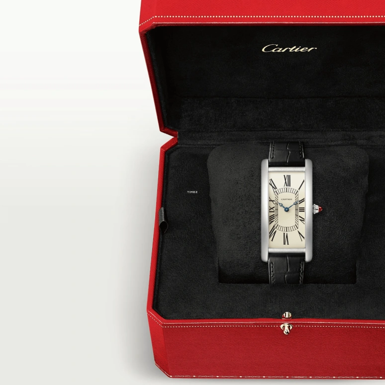 Cartier,Tank 46.30x23mm,46.30x23mm,Platinum,Cream,Handwound,In-house Caliber,Sapphire,Crystal Glass,WGTA0193