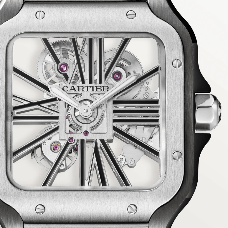 Cartier,Santos de Cartier 39.80mm,39.80mm,Stainless Steel,Silver,Handwound,72hours,In-house Caliber,WHSA0027