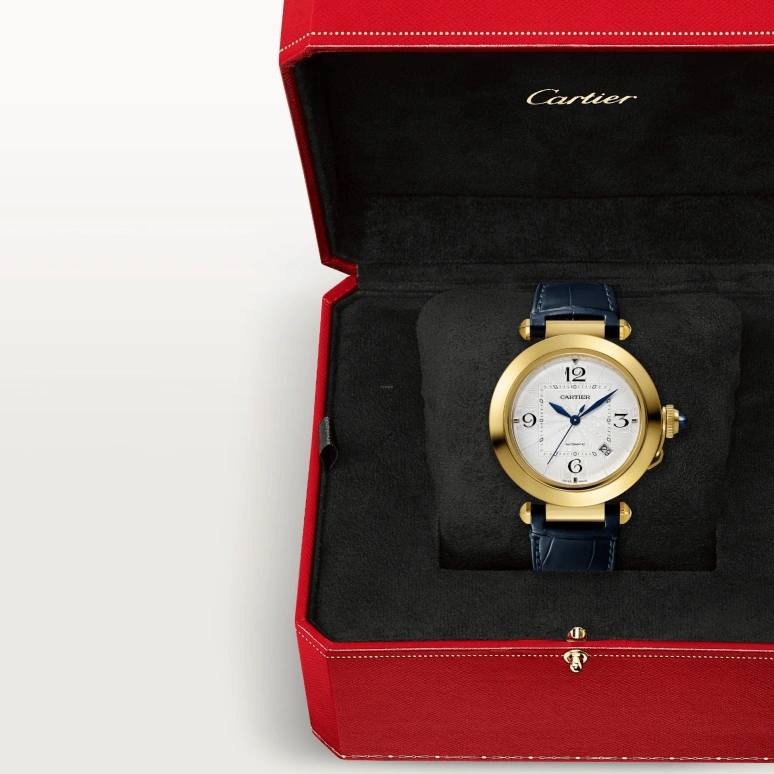 Cartier,Pasha de Cartier 41mm,41mm,Yellow Gold,Silver,Automatic,Day,42hours,WGPA0007