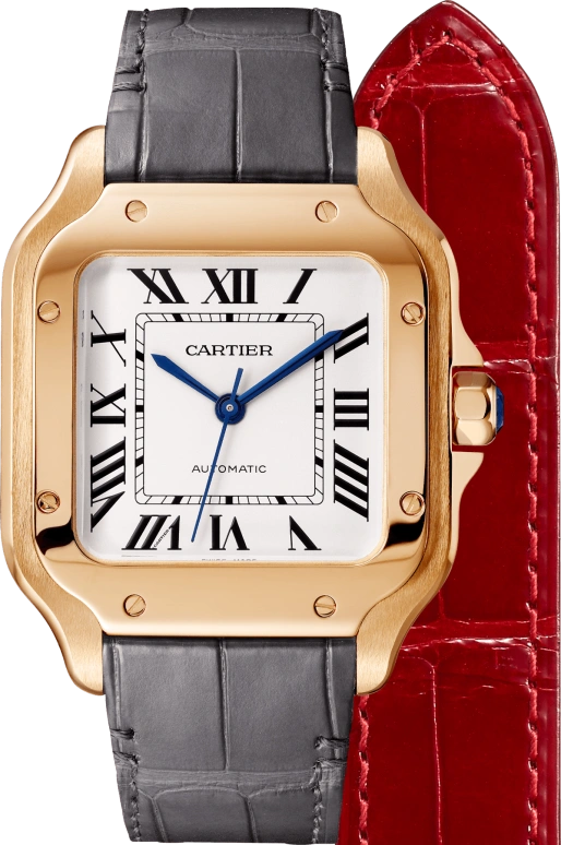 Cartier,Santos de Cartier 35.10mm,35.10mm,Rose Gold,Silver,Automatic,42hours,In-house Caliber,WGSA0028
