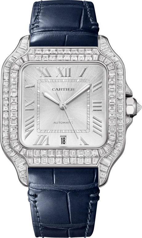Cartier,Santos de Cartier 47.50x40mm,47.50x40mm,White Gold,Silver,Automatic,Day,42hours,HPI01687