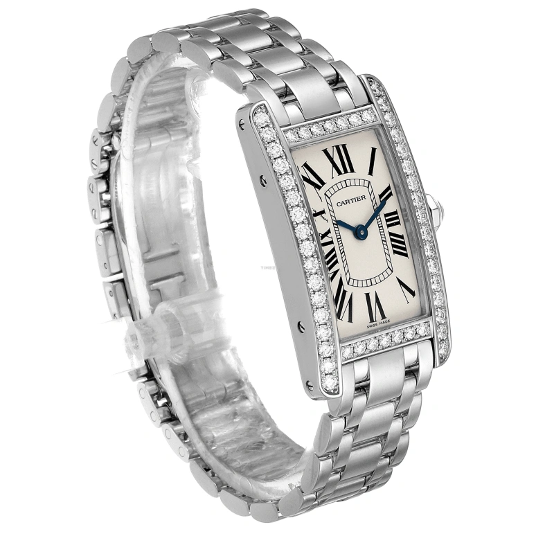 Cartier,Tank 34.80mm,34.80mm,White Gold,Silver,Quartz,In-house Caliber,Sapphire,Crystal Glass,WB7073L1
