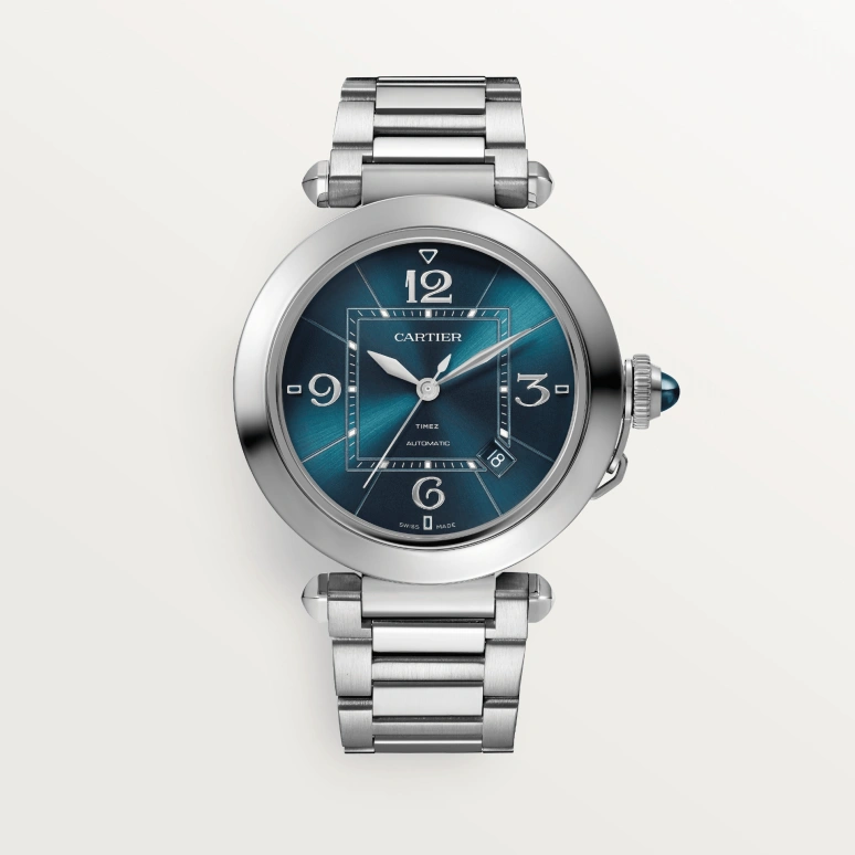 Cartier,Pasha de Cartier 41mm,41mm,Stainless Steel,Blue,Automatic,Day,42hours,WSPA0038