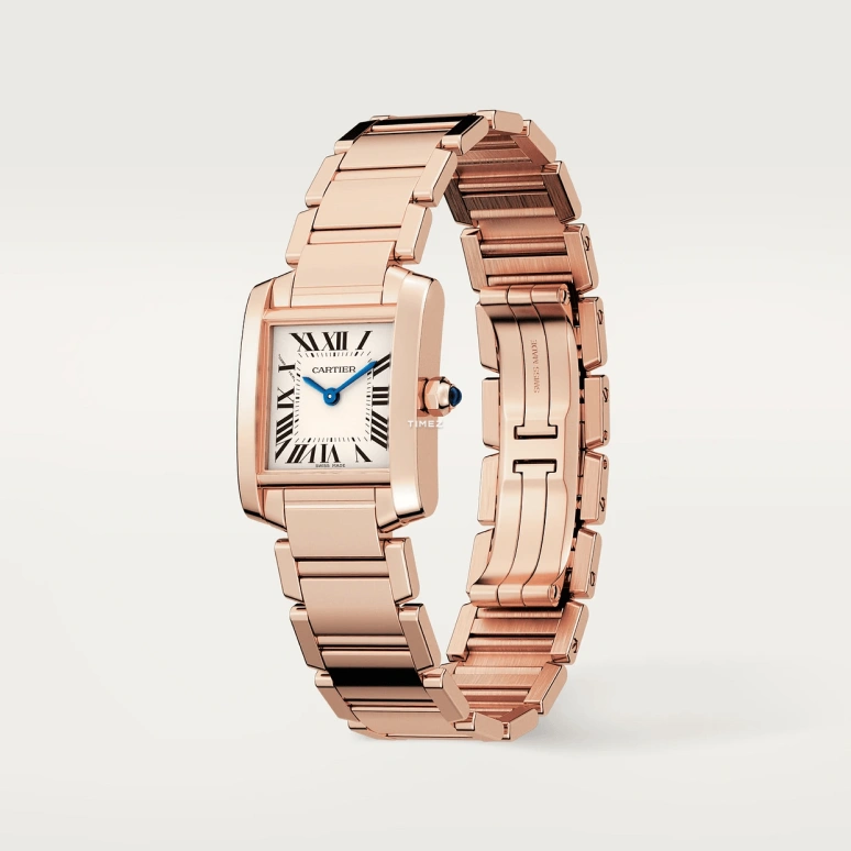 Cartier,Tank 25x20mm,25x20mm,Rose Gold,Silver,Quartz,Sapphire,Crystal Glass,Square,WGTA0029