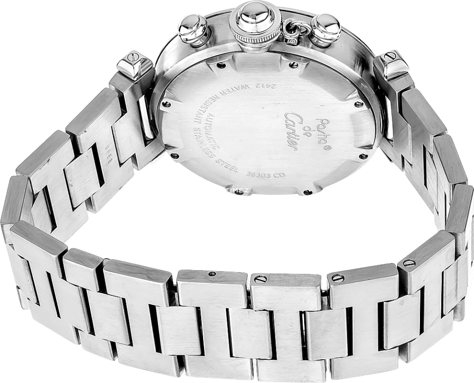 Cartier,Pasha de Cartier 36mm,36mm,Stainless Steel,White,Automatic,Chronograph,Day,W31039M7