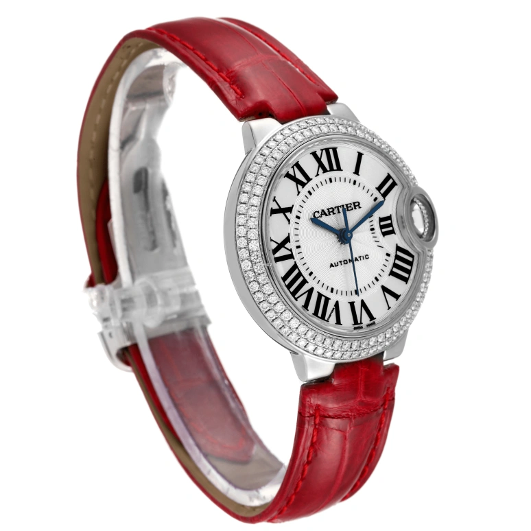 Cartier,Ballon Bleu de Cartier 33mm,33mm,White Gold,Silver,Automatic,In-house Caliber,Sapphire,Crystal Glass,WE902067