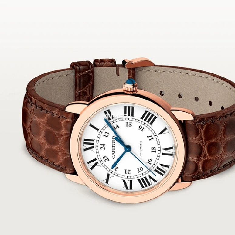 Cartier,Ronde de Cartier 36mm,36mm,Rose Gold,Silver,Automatic,Sapphire,Crystal Glass,Round,W2RN0008