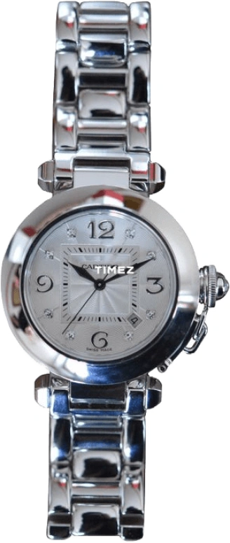 Cartier,Pasha de Cartier 32mm,32mm,White Gold,Silver,Automatic,Day,Sapphire,Crystal Glass,WJ1111M9