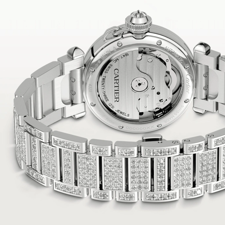 Cartier,Pasha de Cartier 35mm,35mm,White Gold,Silver,Automatic,42hours,In-house Caliber,WJPA0014