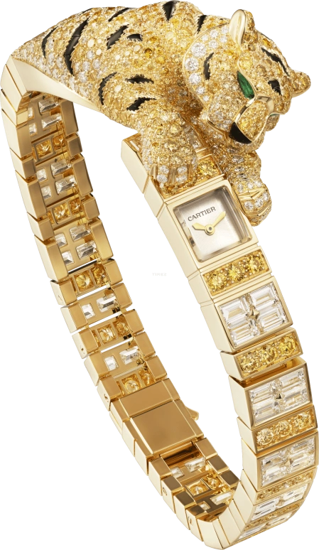 Cartier,Panthère Jewelry Watches 26.95x8mm,26.95x8mm,Yellow Gold,White,Handwound,Sapphire,Crystal Glass,Square,HPI01501