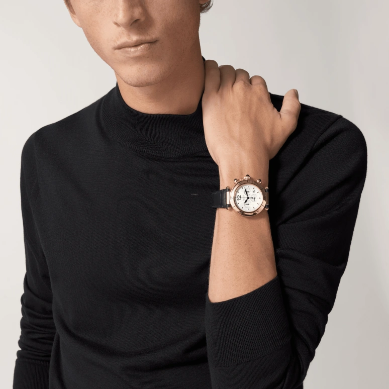 Cartier,Pasha de Cartier 41mm,41mm,Yellow Gold,Silver,Automatic,Chronograph,Day,WGPA0017