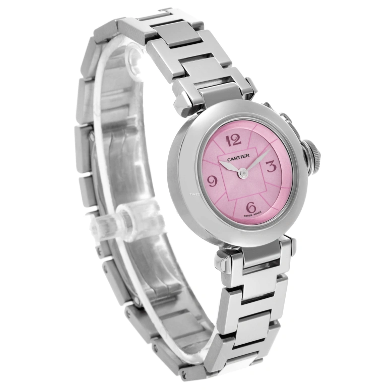 Cartier,Pasha de Cartier 27mm,27mm,Stainless Steel,Pink,Quartz,In-house Caliber,Sapphire,Crystal Glass,W3140023