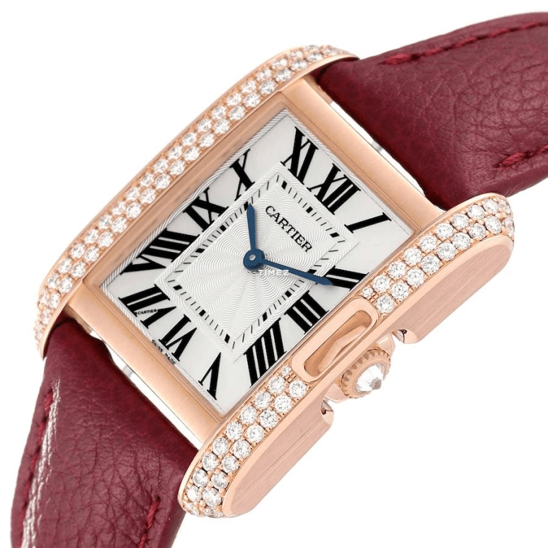Cartier,Tank 34.70x26.20mm,34.70x26.20mm,Rose Gold,Silver,Quartz,Sapphire,Crystal Glass,Square,WT100029