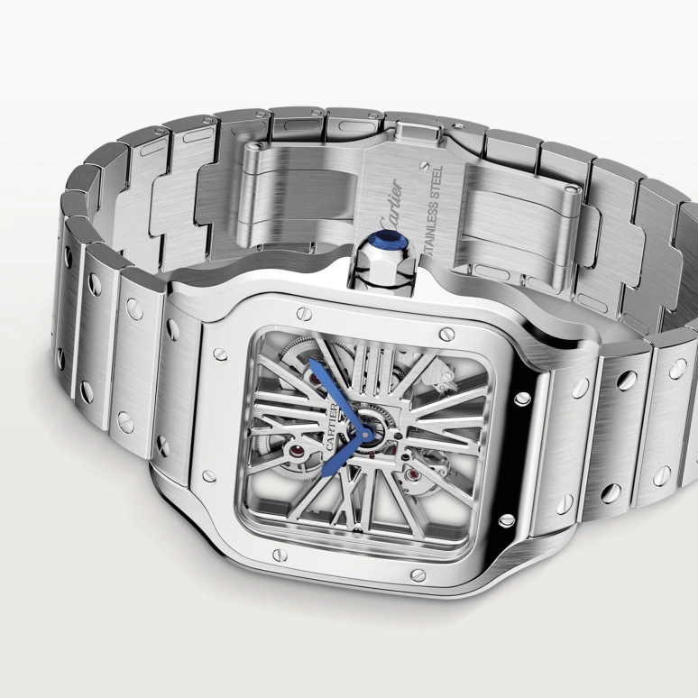 Cartier,Santos de Cartier 39.80mm,39.80mm,Stainless Steel,Silver,Handwound,72hours,In-house Caliber,WHSA0015