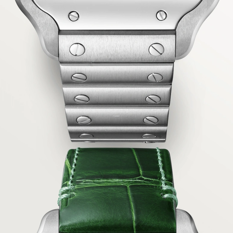 Cartier,Santos de Cartier 35.10mm,35.10mm,Stainless Steel,Gradient,Green,Automatic,Sapphire,Square,WSSA0061