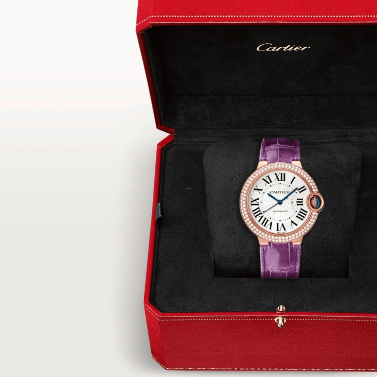 Cartier,Ballon Bleu de Cartier 36mm,36mm,Rose Gold,Silver,Automatic,Sapphire,Crystal Glass,Round,WJBB0050