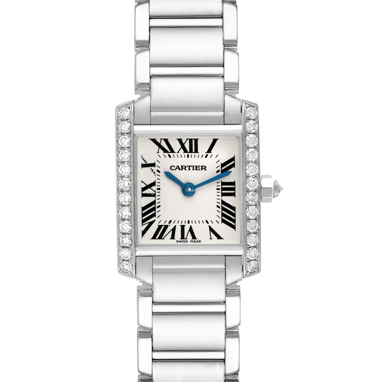 Cartier,Tank 25.35x20.30mm,25.35x20.30mm,White Gold,Silver,Quartz,Sapphire,Crystal Glass,Square,WE1002S3