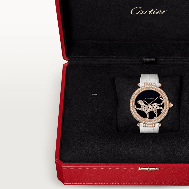 Cartier,Panthère Jewelry Watches 42.75mm,42.75mm,Rose Gold,Black,Automatic,48hours,In-house Caliber,HPI00684