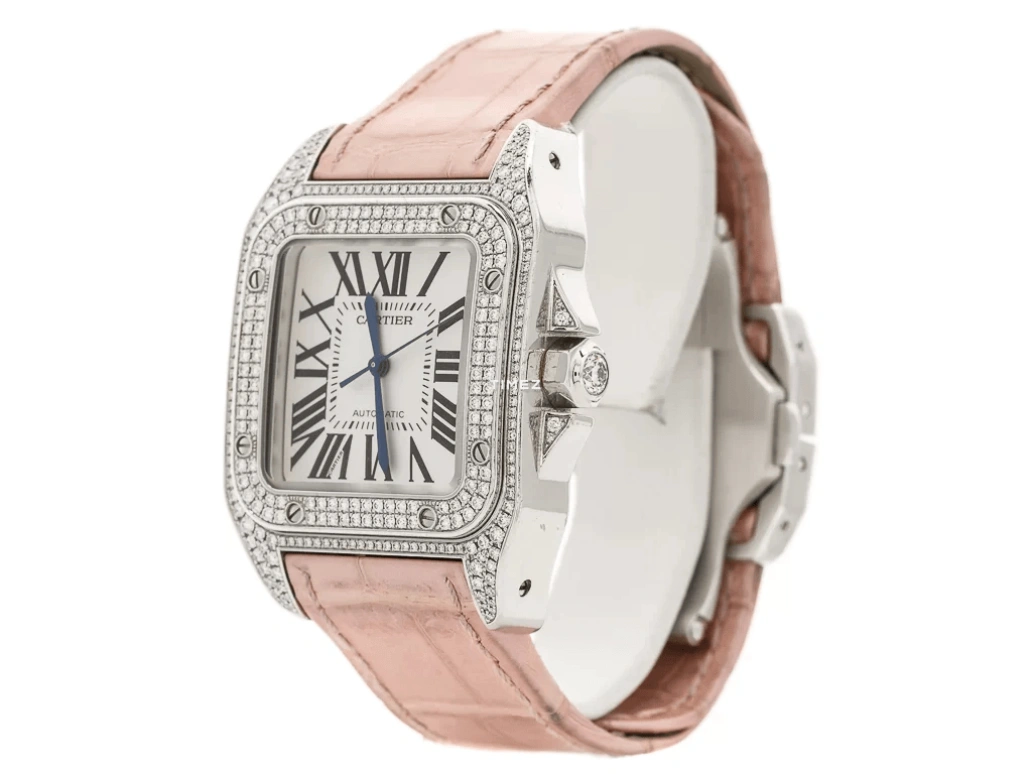 Cartier,Santos de Cartier 44.20x33mm,44.20x33mm,White Gold,Silver,Automatic,In-house Caliber,Sapphire,Crystal Glass,WM501751