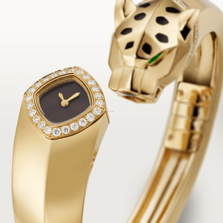 Cartier,Panthère de Cartier 18mm,18mm,Yellow Gold,Black,Quartz,Sapphire,Crystal Glass,Other,HPI01341