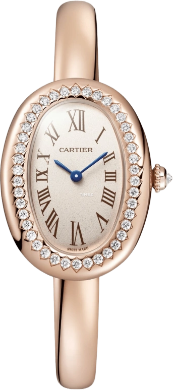 Cartier,Baignoire 31.40x23.10mm,31.40x23.10mm,Rose Gold,Silver,Quartz,Sapphire,Crystal Glass,Oval,WJBA0041