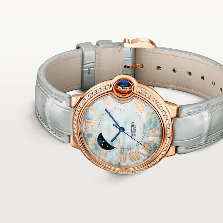 Cartier,Ballon Bleu de Cartier 36mm,36mm,Rose Gold,White,Automatic,Day / Night Indication,Sapphire,Crystal Glass,WJBB0086