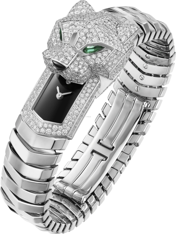 Cartier,Panthère de Cartier 38.20mm,38.20mm,White Gold,Black,Quartz,Sapphire,Crystal Glass,Other,HPI01636