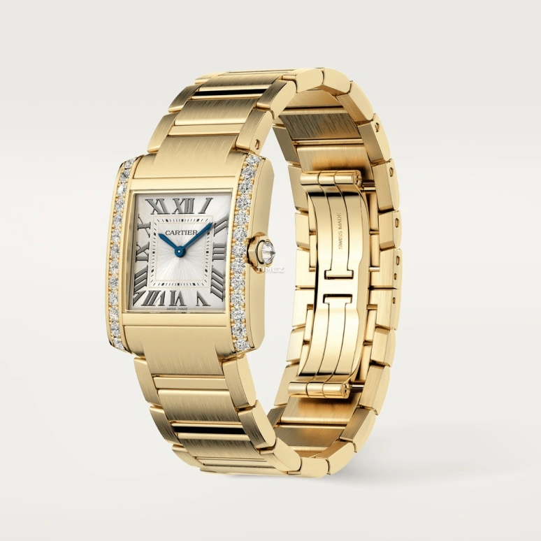 Cartier,Tank 32x27mm,32x27mm,Yellow Gold,Silver,Quartz,Sapphire,Crystal Glass,Square,WJTA0040