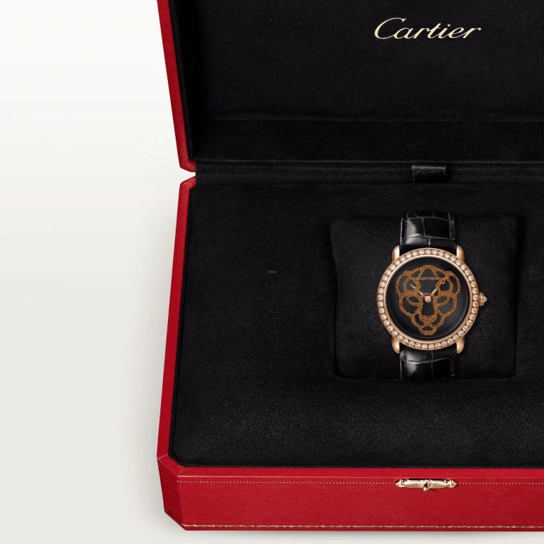 Cartier,Panthère Jewelry Watches 37mm,37mm,Rose Gold,Black,Handwound,36hours,In-house Caliber,HPI01259