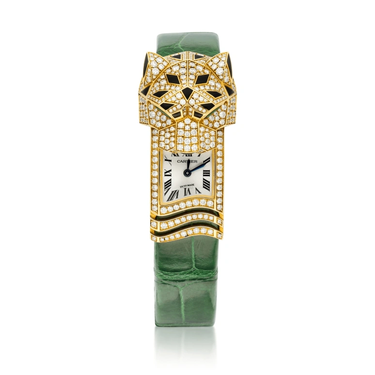 Cartier,Panthère de Cartier 36.65mm,36.65mm,Yellow Gold,White,Quartz,In-house Caliber,Sapphire,Crystal Glass,WG500131