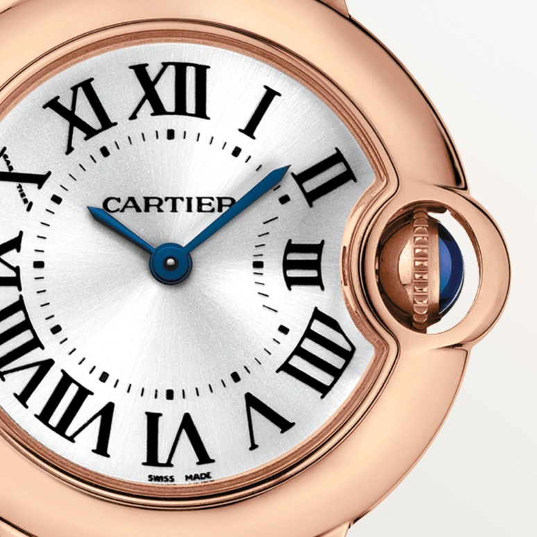 Cartier,Ballon Bleu de Cartier 28.60mm,28.60mm,Rose Gold,Silver White,Quartz,Sapphire,Crystal Glass,Round,WGBB0007