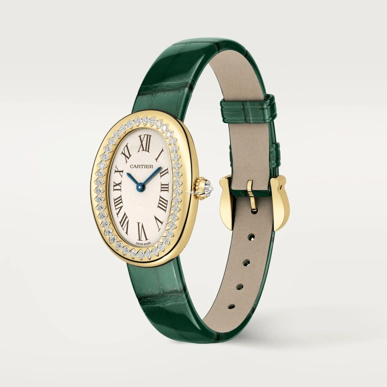 Cartier,Baignoire 31.40x23.09mm,31.40x23.09mm,Yellow Gold,Silver,Quartz,Sapphire,Oval,WJBA0054