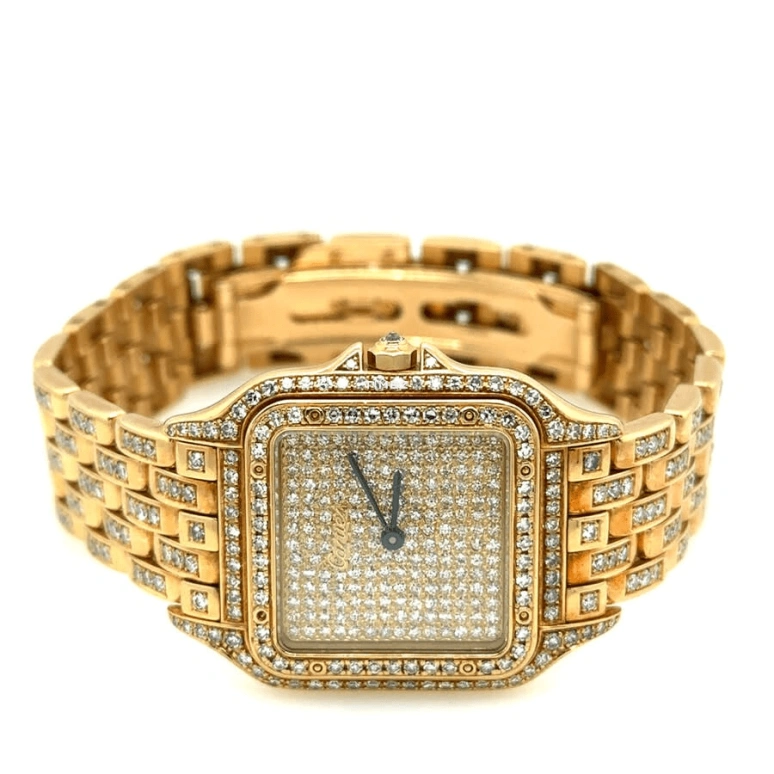 Cartier,Panthère de Cartier 22mm,22mm,Yellow Gold,Gold,Silver,Quartz,Sapphire,Crystal Glass,Square,WF3072B9PVE BLUE
