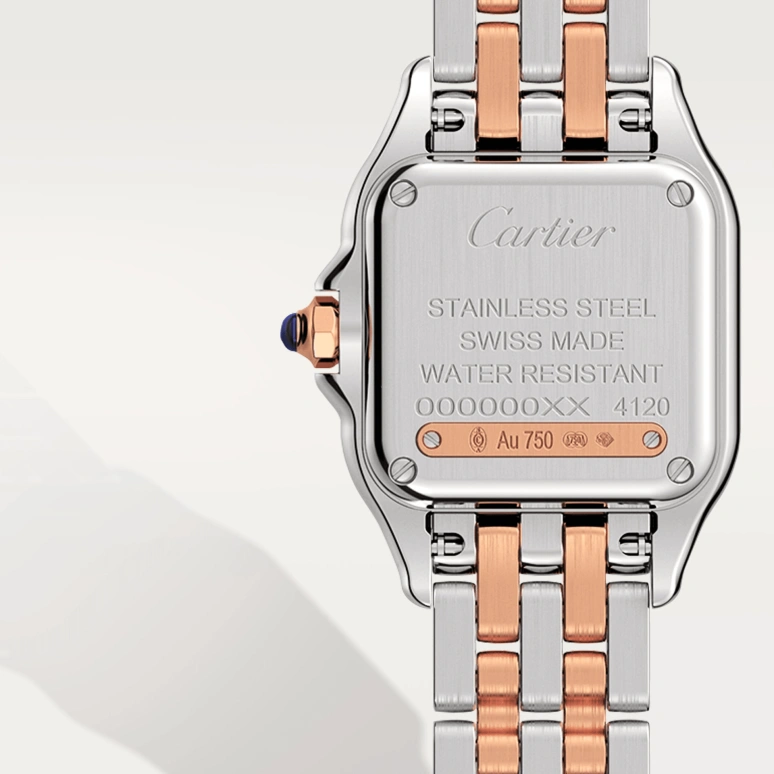Cartier,Panthère de Cartier 22x30mm,22x30mm,Stainless Steel,Rose Gold,White,Quartz,Sapphire,Crystal Glass,Square,W3PN0006