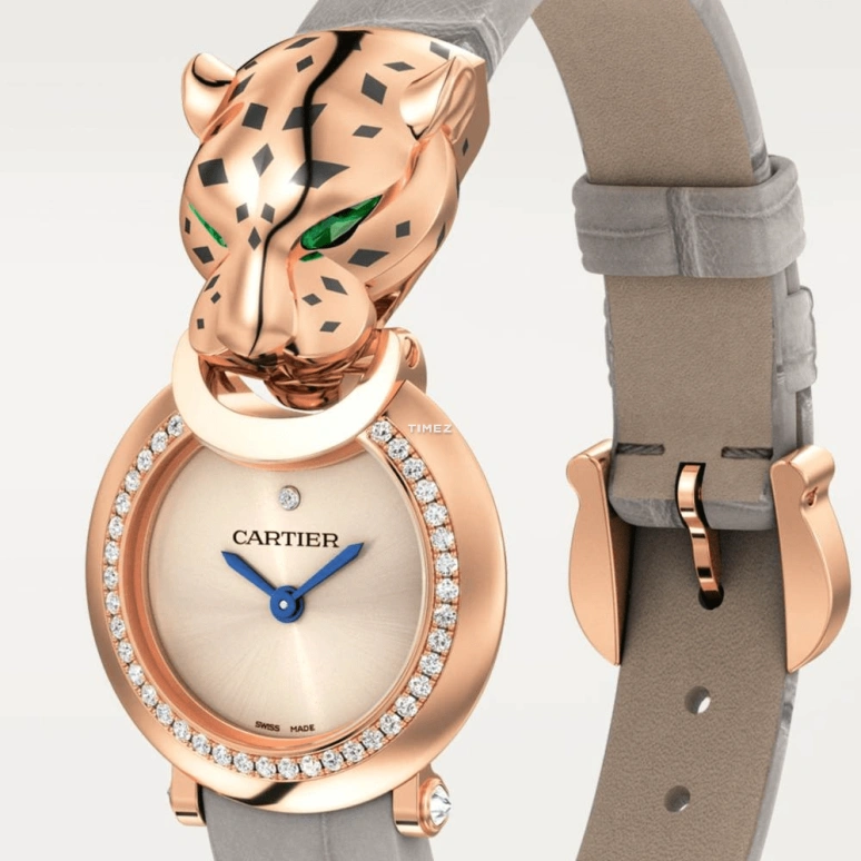 Cartier,Panthère Jewelry Watches 23.60mm,23.60mm,Rose Gold,Quartz,Sapphire,Crystal Glass,Other,HPI01379