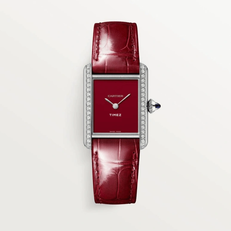 Cartier,Tank 27x22mm,27x22mm,Stainless Steel,Wine Red,Quartz,Sapphire,Crystal Glass,Square,W4TA0022