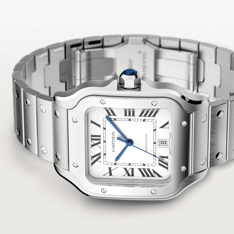 Cartier,Santos de Cartier 39.80x47.50mm,39.80x47.50mm,Stainless Steel,Silver,Automatic,Day,42hours,WSSA0018