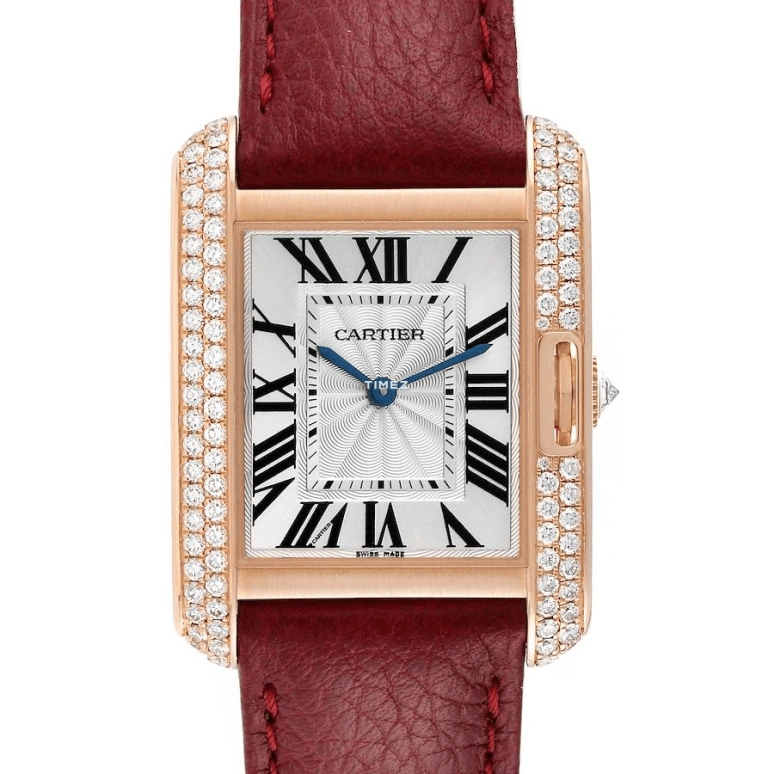 Cartier,Tank 34.70x26.20mm,34.70x26.20mm,Rose Gold,Silver,Quartz,Sapphire,Crystal Glass,Square,WT100029