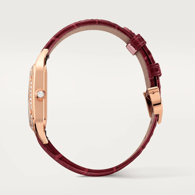 Cartier,Santos de Cartier 38x27.50mm,38x27.50mm,Rose Gold,Silver,Quartz,Sapphire,Crystal Glass,Square,WJSA0017