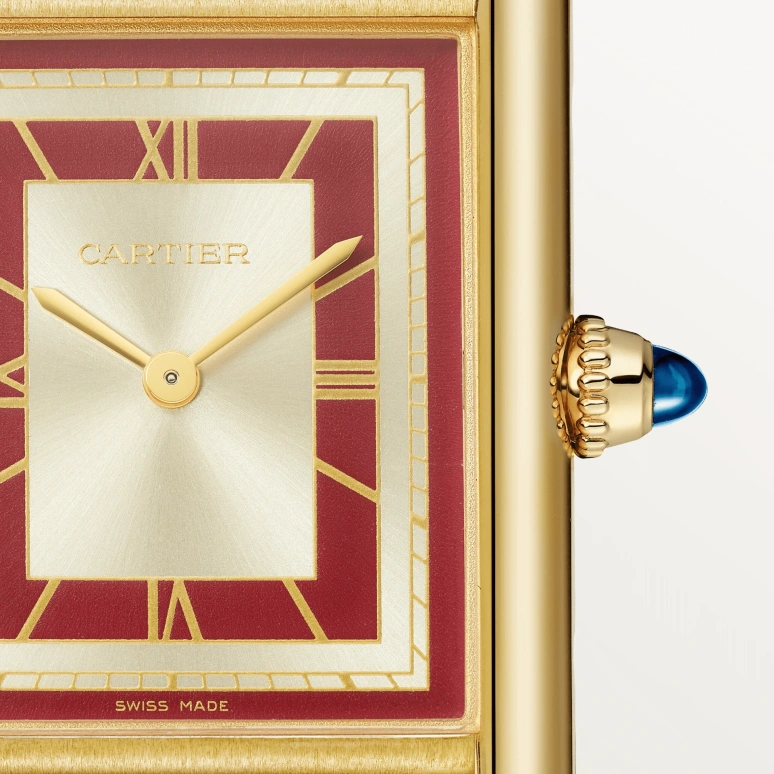 Cartier,Tank 33.70x25.50mm,33.70x25.50mm,Yellow Gold,Red,Champagne,Handwound,38hours,In-house Caliber,WGTA0059