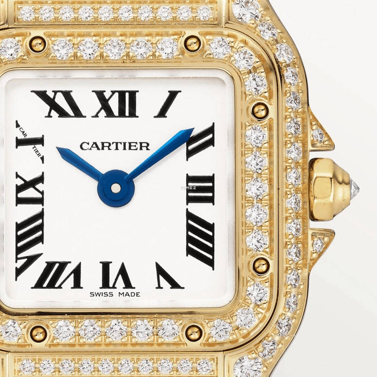 Cartier,Panthère de Cartier 25x20mm,25x20mm,Yellow Gold,Silver,Quartz,Sapphire,Crystal Glass,Square,WJPN0081