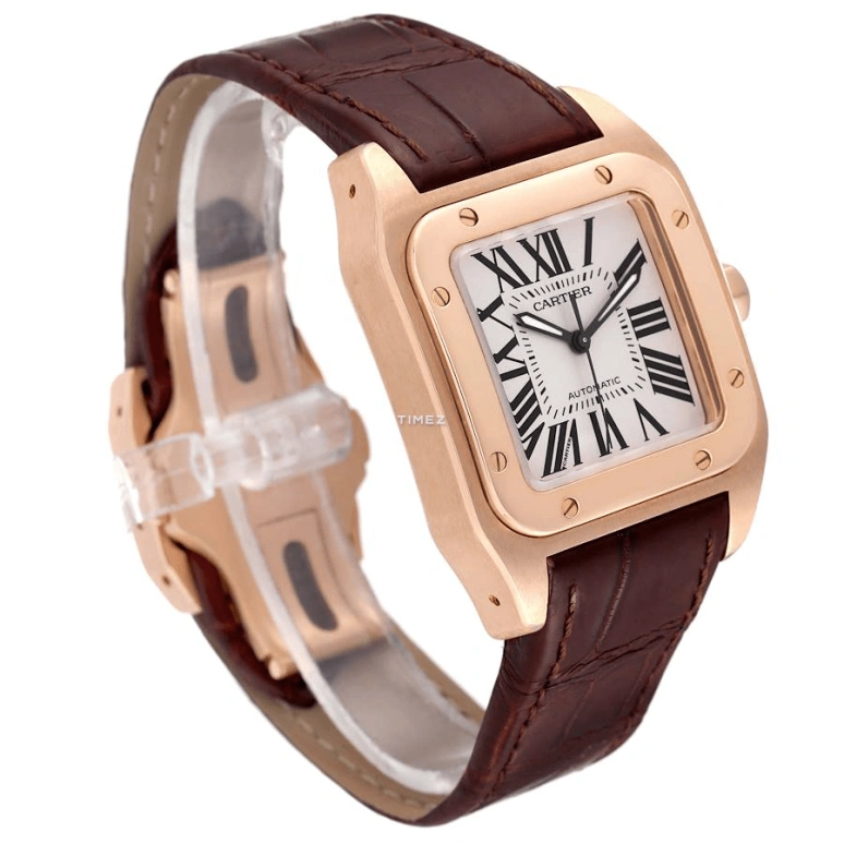 Cartier,Santos de Cartier 44.20x33mm,44.20x33mm,Yellow Gold,Silver White,Automatic,In-house Caliber,Sapphire,Crystal Glass,W20108Y1