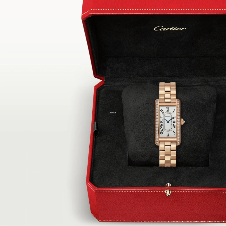 Cartier,Tank 35.40x19.40mm,35.40x19.40mm,Rose Gold,Silver,Quartz,Sapphire,Crystal Glass,Square,WJTA0044