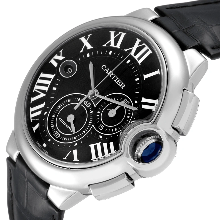 Cartier,Ballon Bleu de Cartier 44mm,44mm,Stainless Steel,Black,Automatic,Chronograph,Day,W6920052