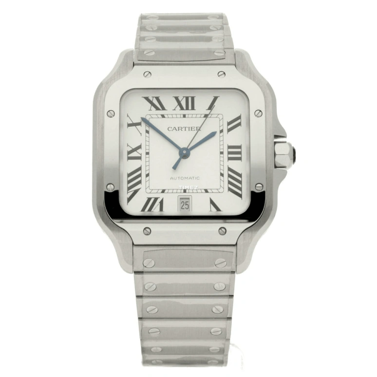 Cartier,Santos de Cartier 39.80mm,39.80mm,Stainless Steel,Silver,Automatic,Day,42hours,WSSA0009